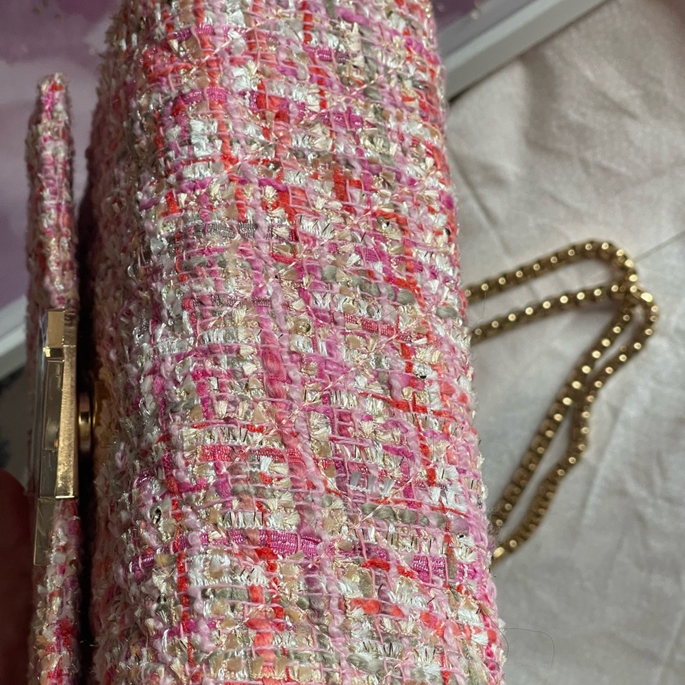 NWOT Chic Pink Tweed crossbody or shoulder Women's Bag - Picture 6 of 9